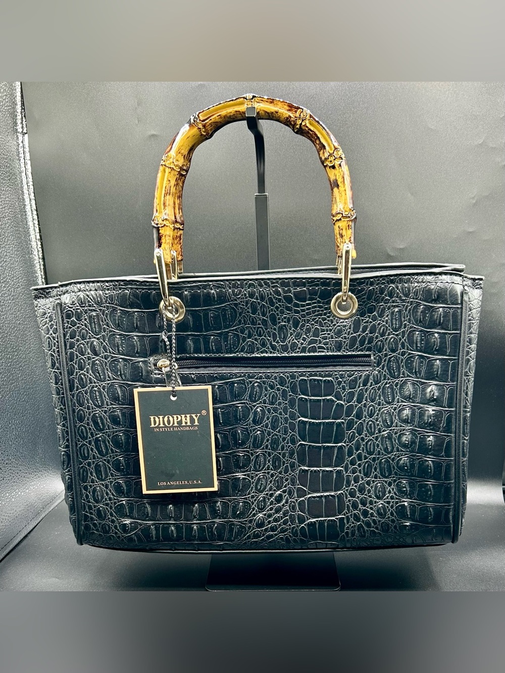 DIOPHY Black Purse With strap.